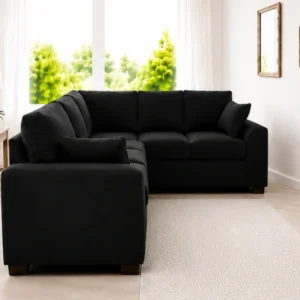 Black Dylan 5-Seater L-Shaped Corner Sofa - Elegant sofa 5 seater