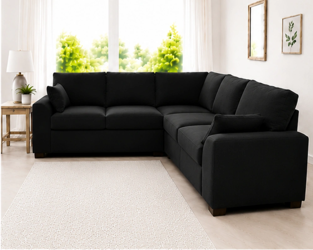 Black Dylan 5-Seater L-Shaped Corner Sofa - Elegant sofa 5 seater - Image 3
