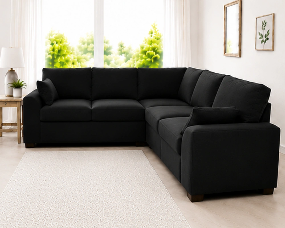 Black Dylan 5-Seater L-Shaped Corner Sofa - Elegant sofa 5 seater - Image 5