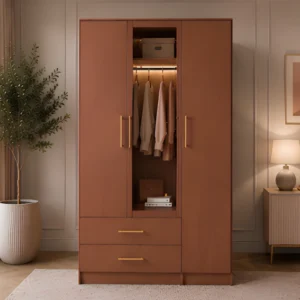 3 Door Wardrobe with Centre Mirror - Large Clothes Storage Unit