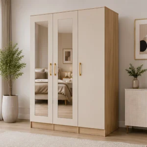 3 Door Wardrobe with 2 Long Mirror