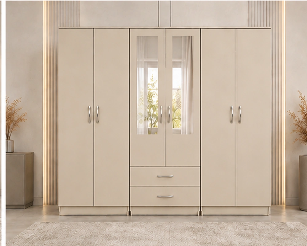 Large Premium 6 Door Mirrored Wardrobe for Modern Home