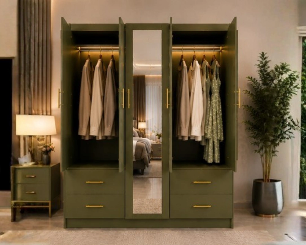Modern 5 Door Wardrobe with Mirror & 4 Drawers Premium Design - Image 4
