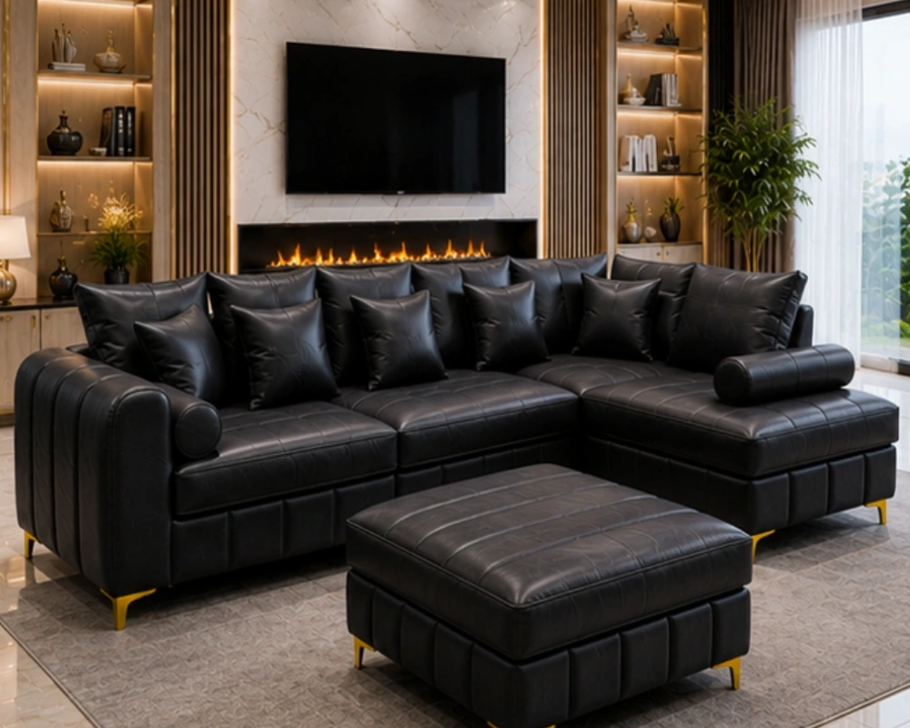 Luxury L Shape Sofa – Premium 4 Seater Leather Design