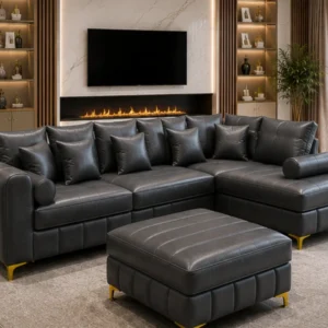 Modern L Shape Leather Sofa – Premium 4 Seater Comfort