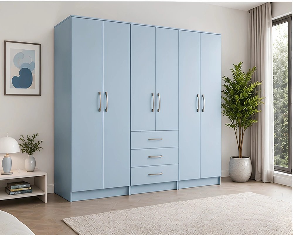 tylish 6 Door Clothes Wardrobe Spacious Design with Practical Drawer Space - Image 2