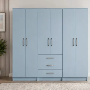 tylish 6 Door Clothes Wardrobe Spacious Design with Practical Drawer Space