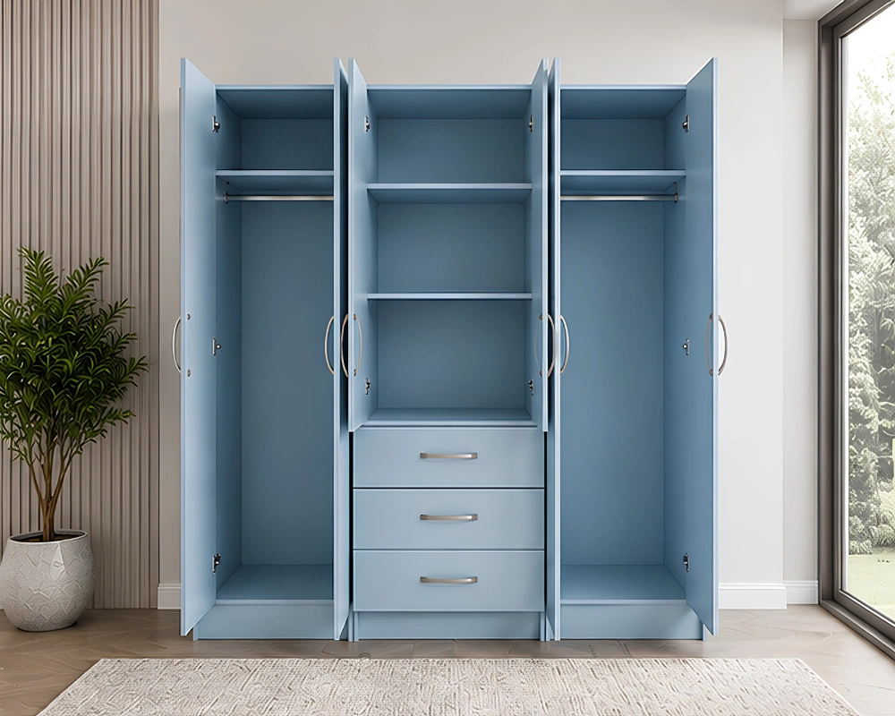 tylish 6 Door Clothes Wardrobe Spacious Design with Practical Drawer Space - Image 4