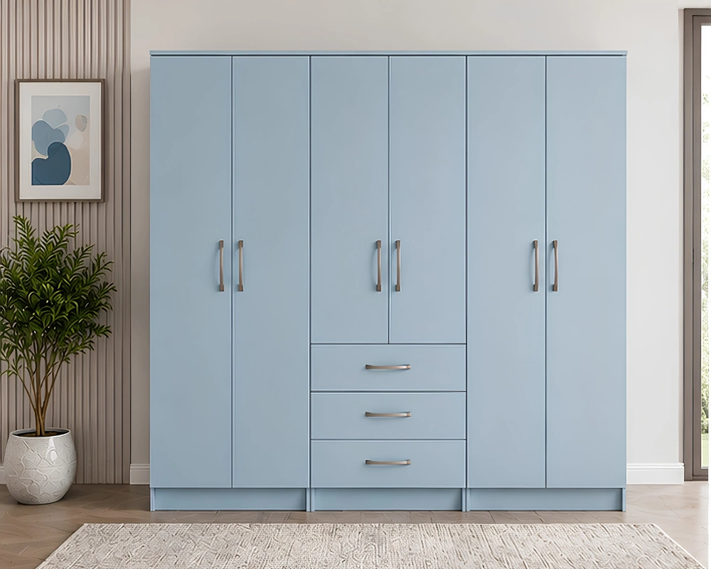 tylish 6 Door Clothes Wardrobe Spacious Design with Practical Drawer Space