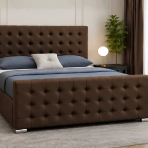 Luxury Brown Florida 5ft King Size Bed with Mattress – Elegant Tufted Design