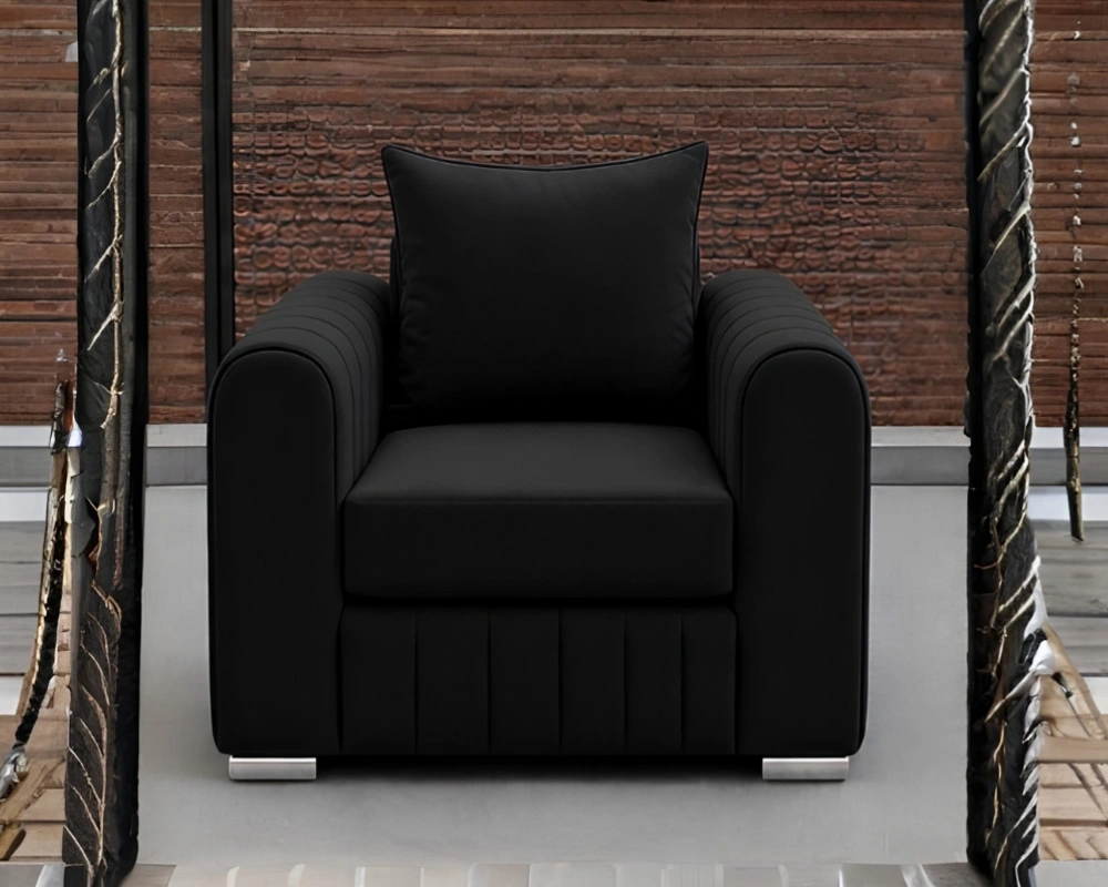 Lilly 1 Seater Black Sofa - Lilly Single Seater Sofa – Luxury Fabric Sofa - Image 5