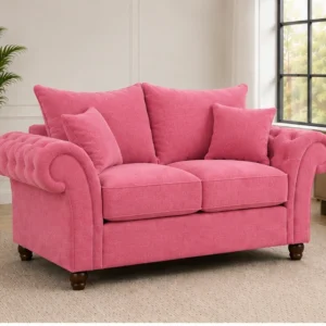 Rosalie 2 Seater Chesterfield Sofa – Pink Velvet