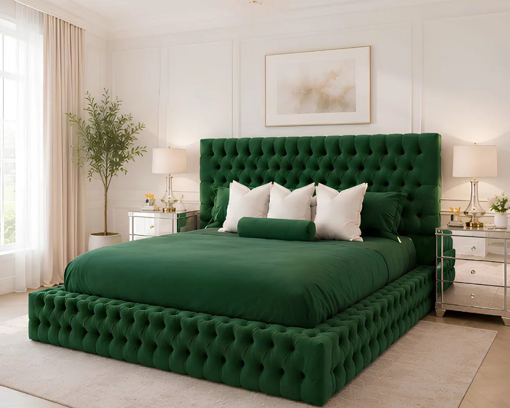 Emerald Dreamscape –Spacious Luxury Ambassador Super King Bed with mattress - Image 2