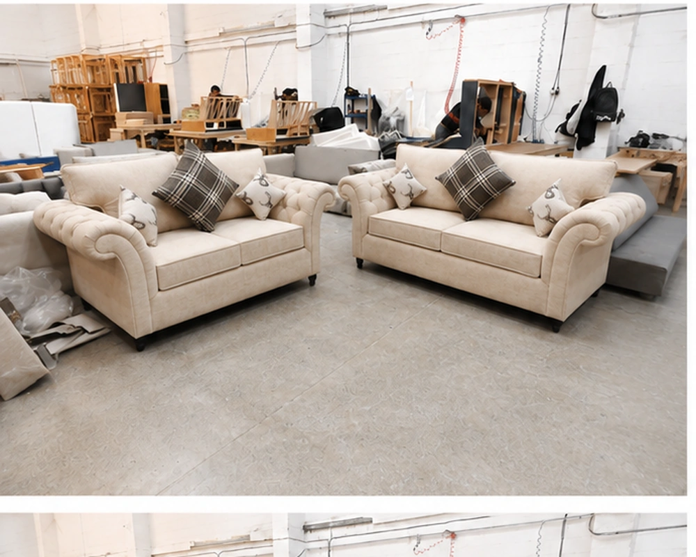 Cream 3+2 Seater Chesterfield Sofa Suite – Luxury Rolled Arm Sofas