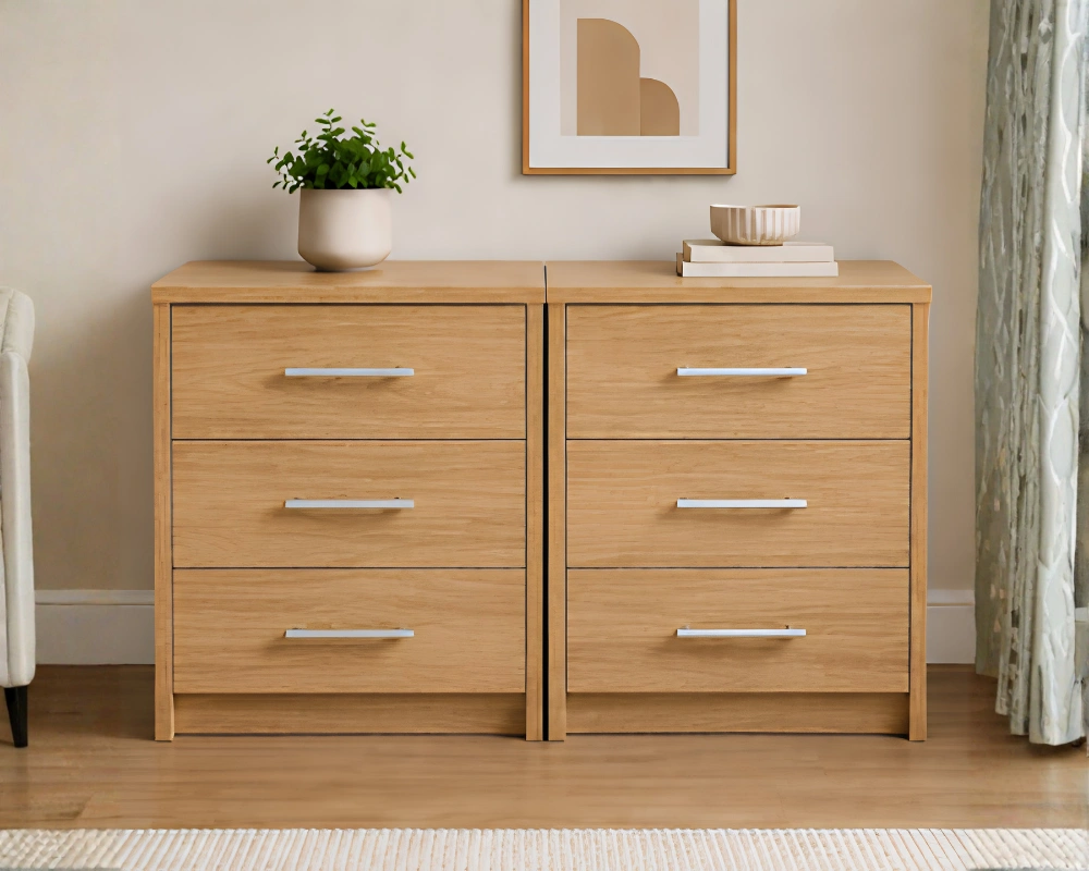 2 Bedside Tables with 3 Drawers – Modern Bedroom Furniture - Tables with 3 Drawers - Image 2