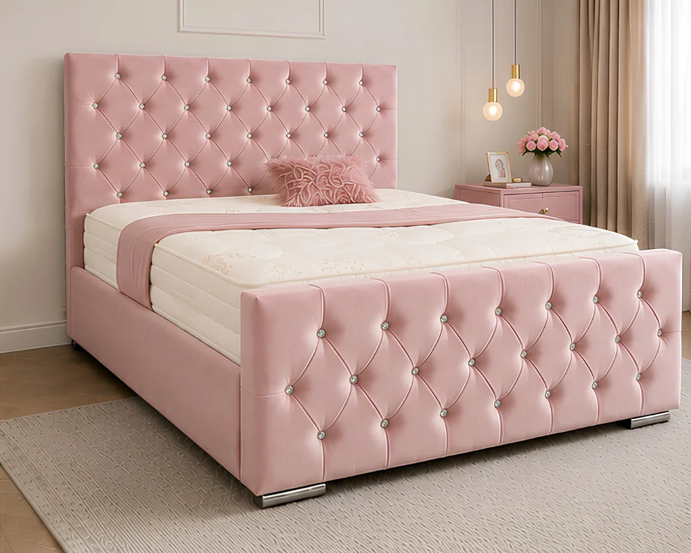 Blush Pink 6ft Florida Super King Size Bed – 200×200cm Premium Bedroom Style with mattress - Image 2
