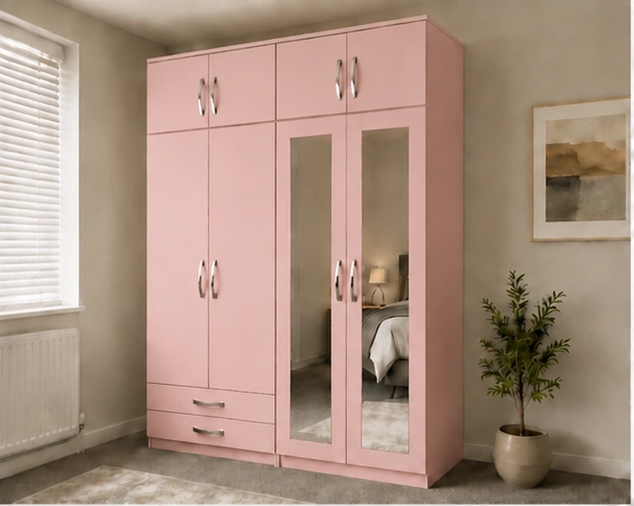 Large 4 Door Wardrobe with 4 Drawers & Full Length Mirrors - Image 2
