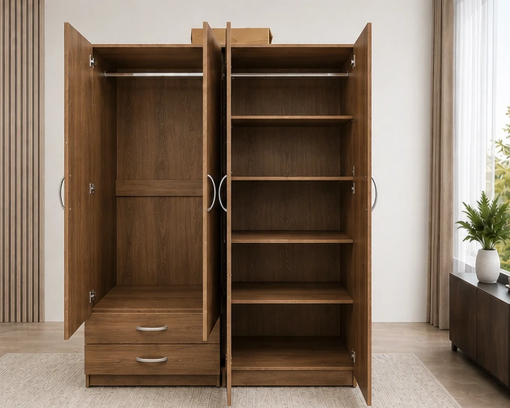 Premium Mirrored Wardrobe Featuring 4 Doors, 2 Mirror Panels and 2 Storage Drawers - Image 3