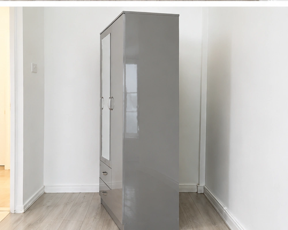 Pearl Grey 4 Door Wardrobe – Modern Mirrored Storage– Spacious Mirrored Storage - Image 3
