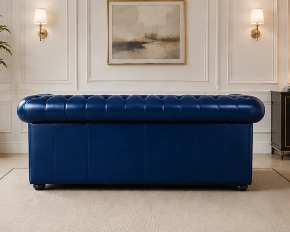 Chesterfield 3 Seater Sofa for Small Living Spaces - Modern Chesterfield Leather Sofa - 3 Seater Sofa - Image 3