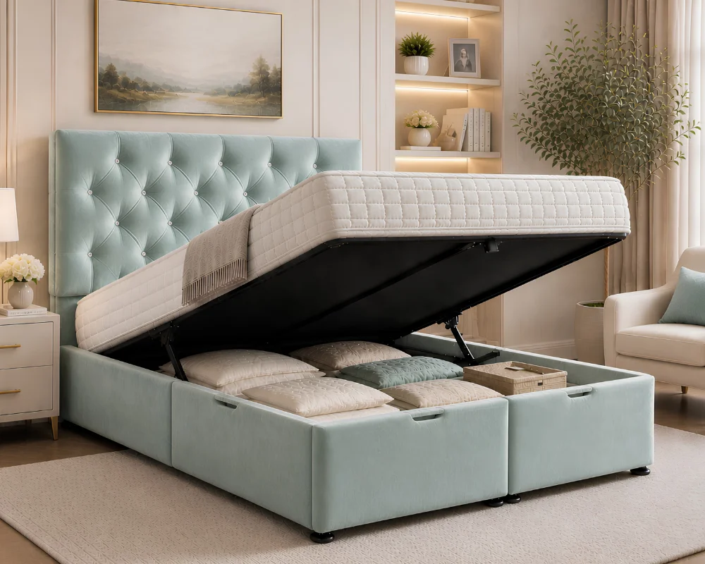 Elegant King Size Ottoman Storage Bed With Mattress - Space Saving King Ottoman Bed