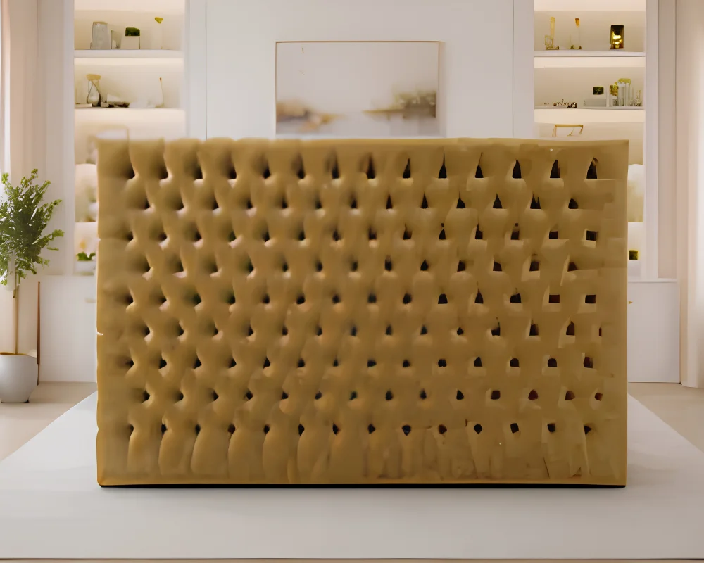 Elegant Mustard Ambassador Bed with mattress – Luxury Tufted King Size - Image 4