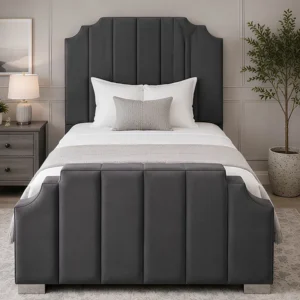 Arizona Premium Dark Grey Single Bed – Luxury Panel Design-Single Bed with Mattress
