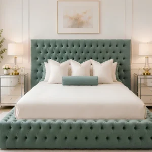 Ambassador Verdant Calm – Grand 200 × 200 cm Velvet Bed with Mattress
