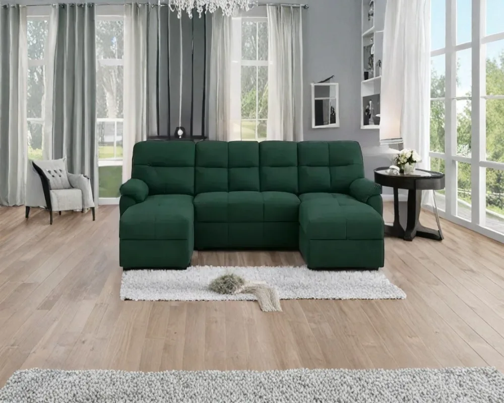 Modern Green Sofa – Luxury Fabric Sectional Sofa for Living Room - Image 3