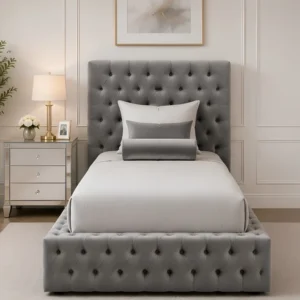 Grey Ambassador Single Bed with mattress – Modern Comfort & Style Luxury Grey Ambassador Single Bed