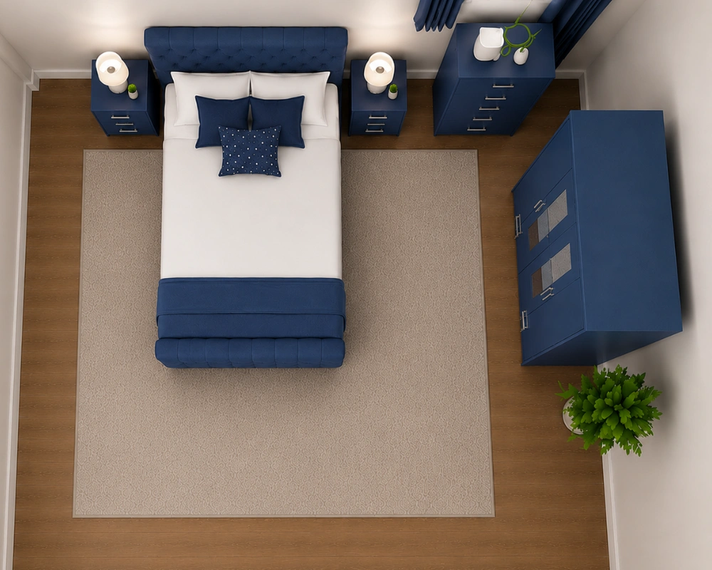 Luxury King Size Bedroom Interior Furniture Package With Four Door Wardrobe With Two Mirror - Chest of Five Drawers With Two Bed Side Table - Image 3