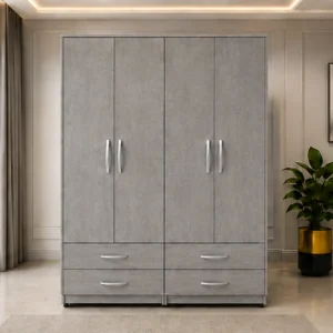Beautiful Modern 4 Door 4 Drawer Wardrobe – Spacious Clothes Organizer and Bedroom Storage Cabinet