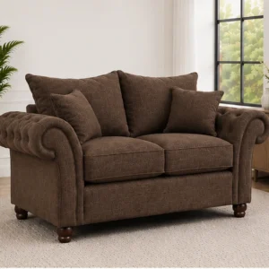 Chocolate Brown 2 Seater Chesterfield Sofa – Classic Tufted Luxury Sofa