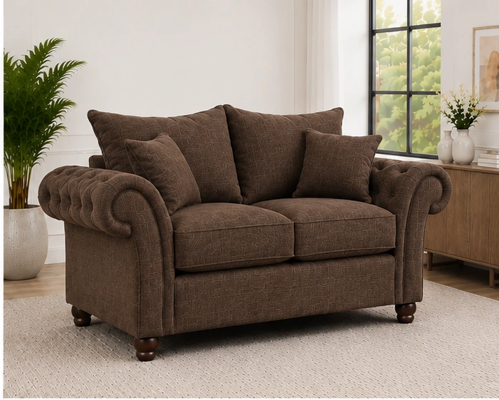 Chocolate Brown 2 Seater Chesterfield Sofa – Classic Tufted Luxury Sofa