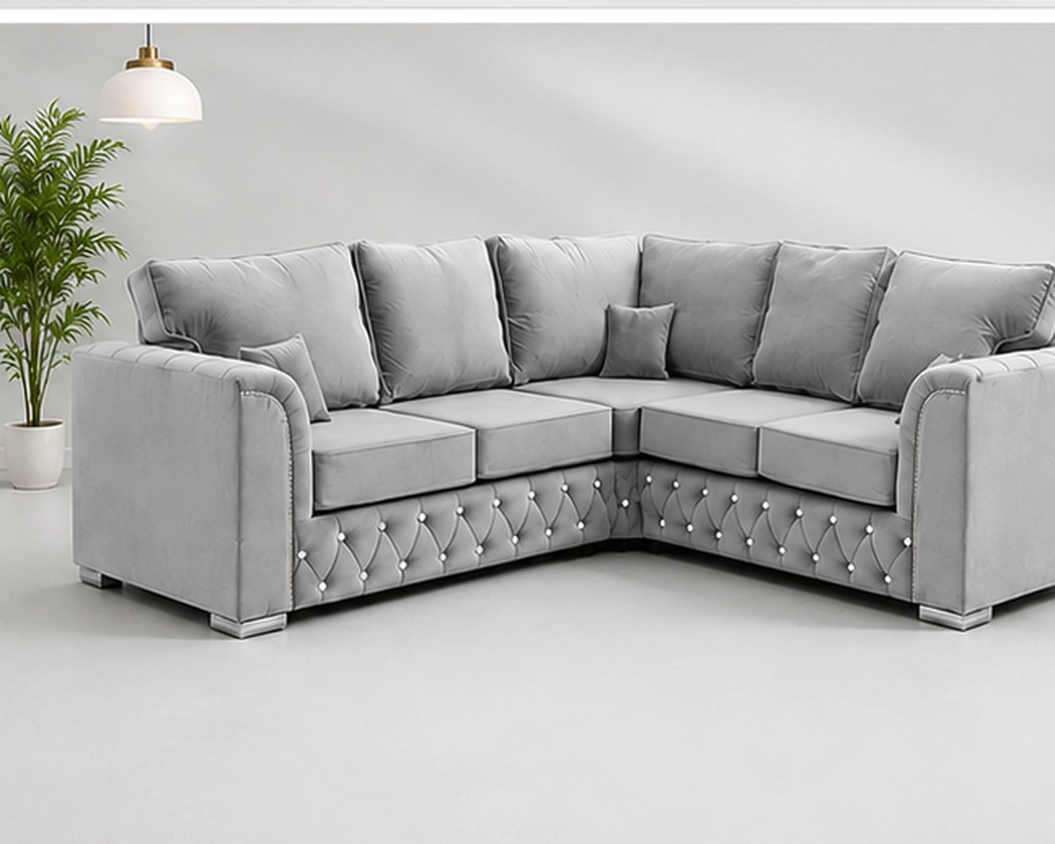 Luxury Camel Fabric L-Shaped Sofa – Spacious Modern Corner Sectional - Image 3