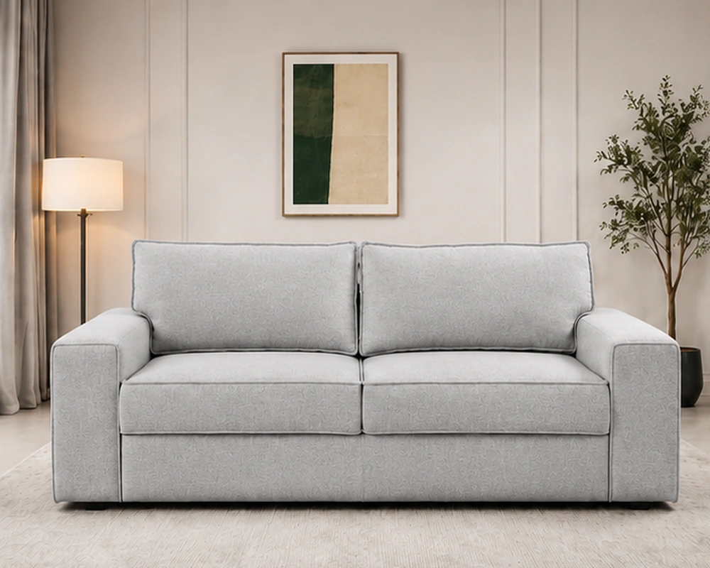 Modern Light Grey 2-Seater Sofa | Elegant Luxury Living Room Couch