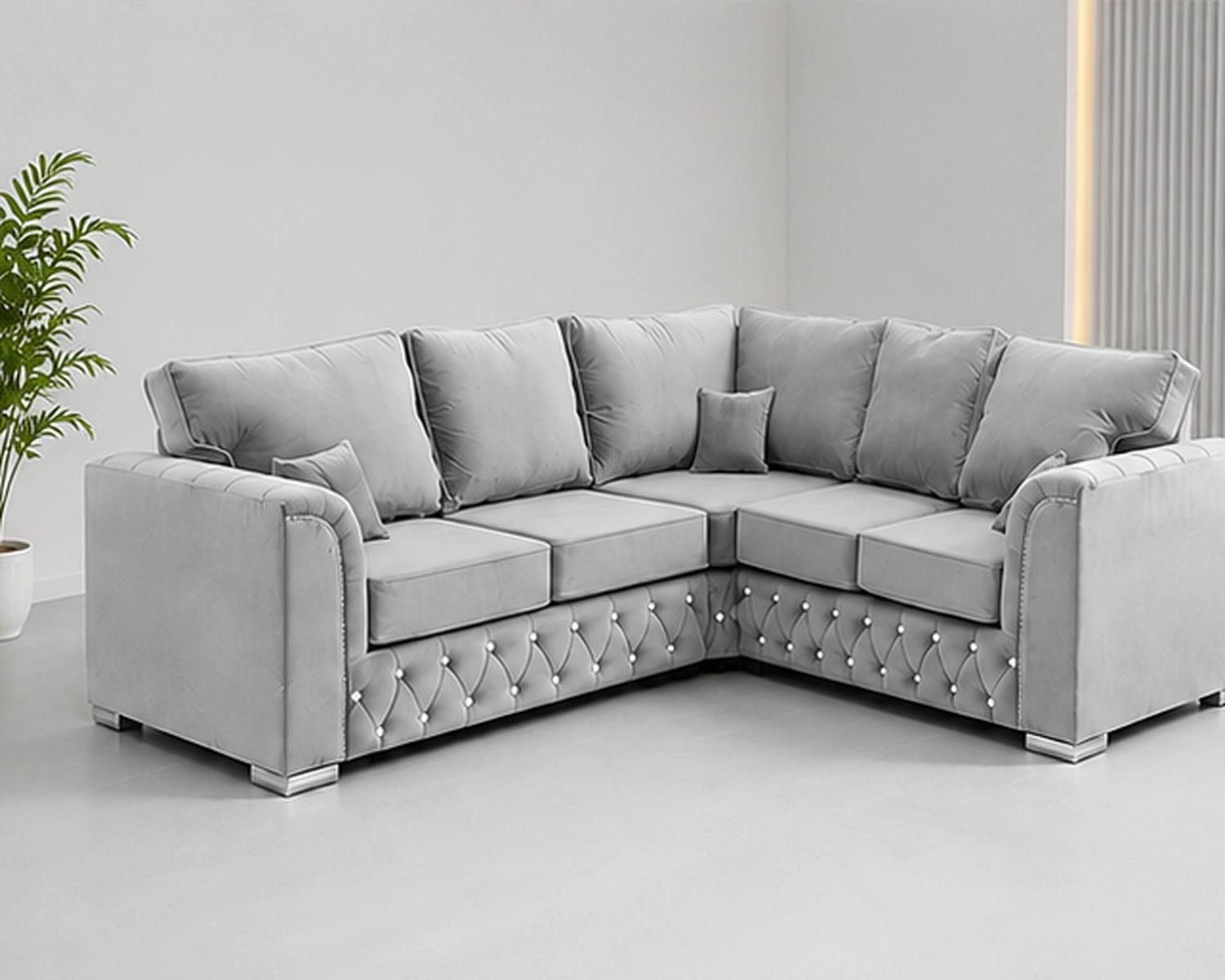 Luxury Camel Fabric L-Shaped Sofa – Spacious Modern Corner Sectional