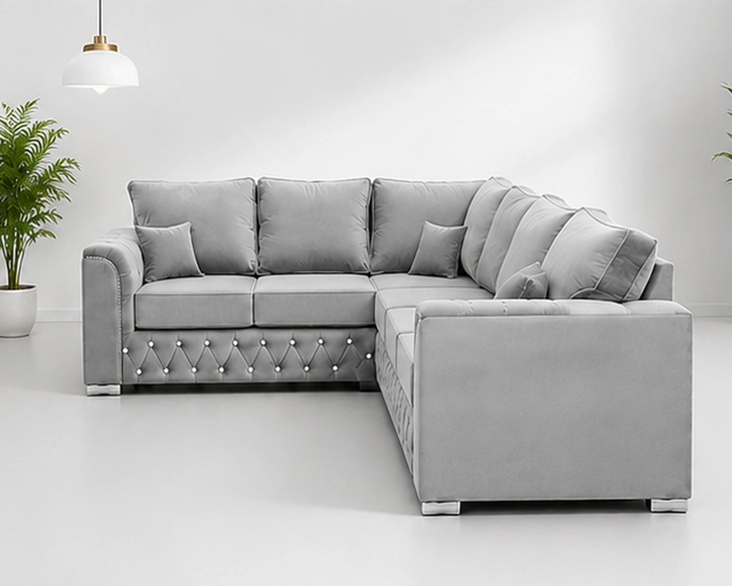 Luxury Camel Fabric L-Shaped Sofa – Spacious Modern Corner Sectional - Image 2