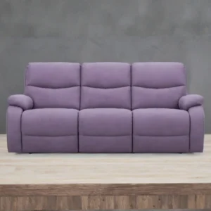 Lilac Fabric Recliner Sofa – Modern 3 Seater Living Room Sofa