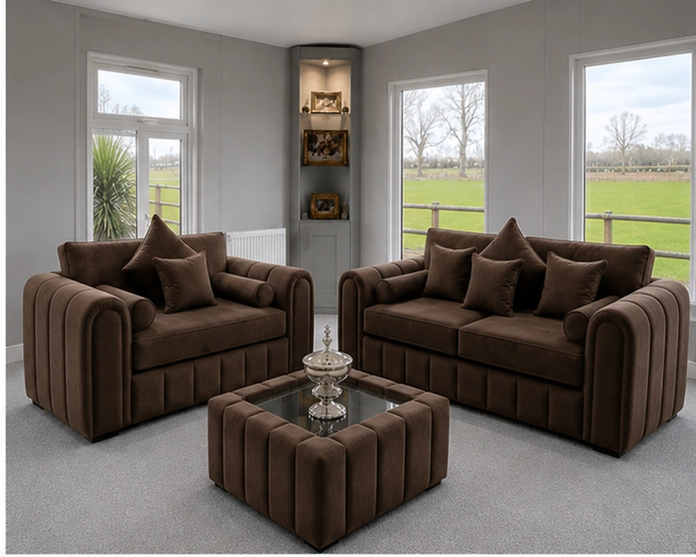 Brown Lilly 3+2 Sofa Set - Luxury Lilly 3+2 Sofa Set - Lilly Luxury 3+2 Seater Sofa Set – Modern & Comfortable Design