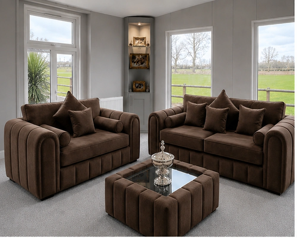 Brown Lilly 3+2 Sofa Set - Luxury Lilly 3+2 Sofa Set - Lilly Luxury 3+2 Seater Sofa Set – Modern & Comfortable Design - Image 4