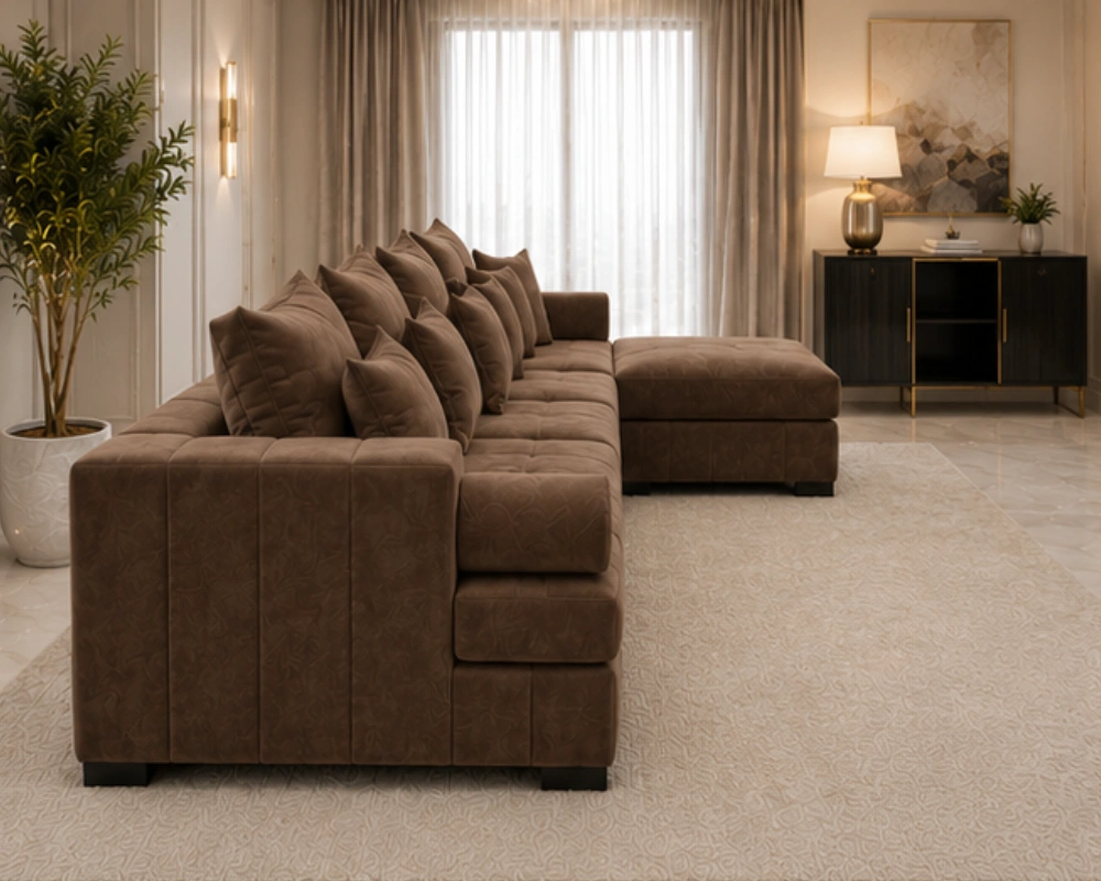 Lilly Brown 5 Seater Corner Sofa - Lilly Elegant Corner Sofa - Image 2