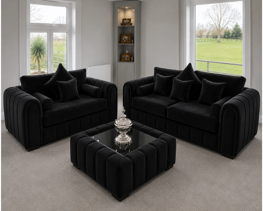 Black Lilly 3+2 Sofa - Lilly Sofa 3+2 Seater