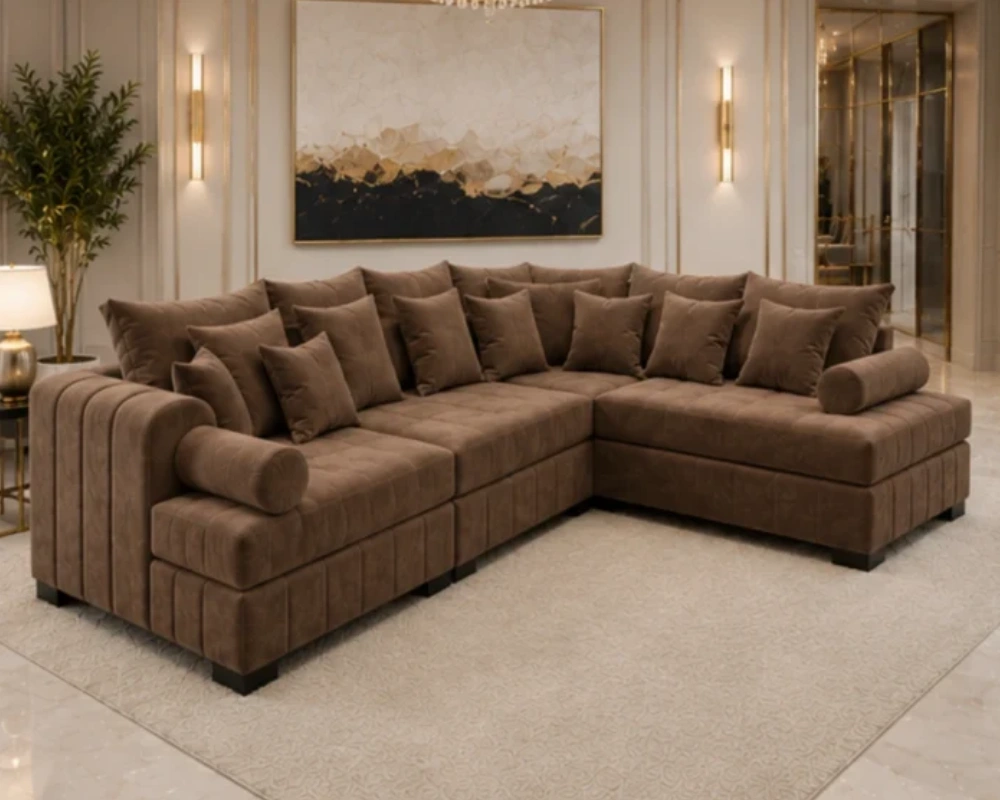Lilly Brown 5 Seater Corner Sofa - Lilly Elegant Corner Sofa - Image 3
