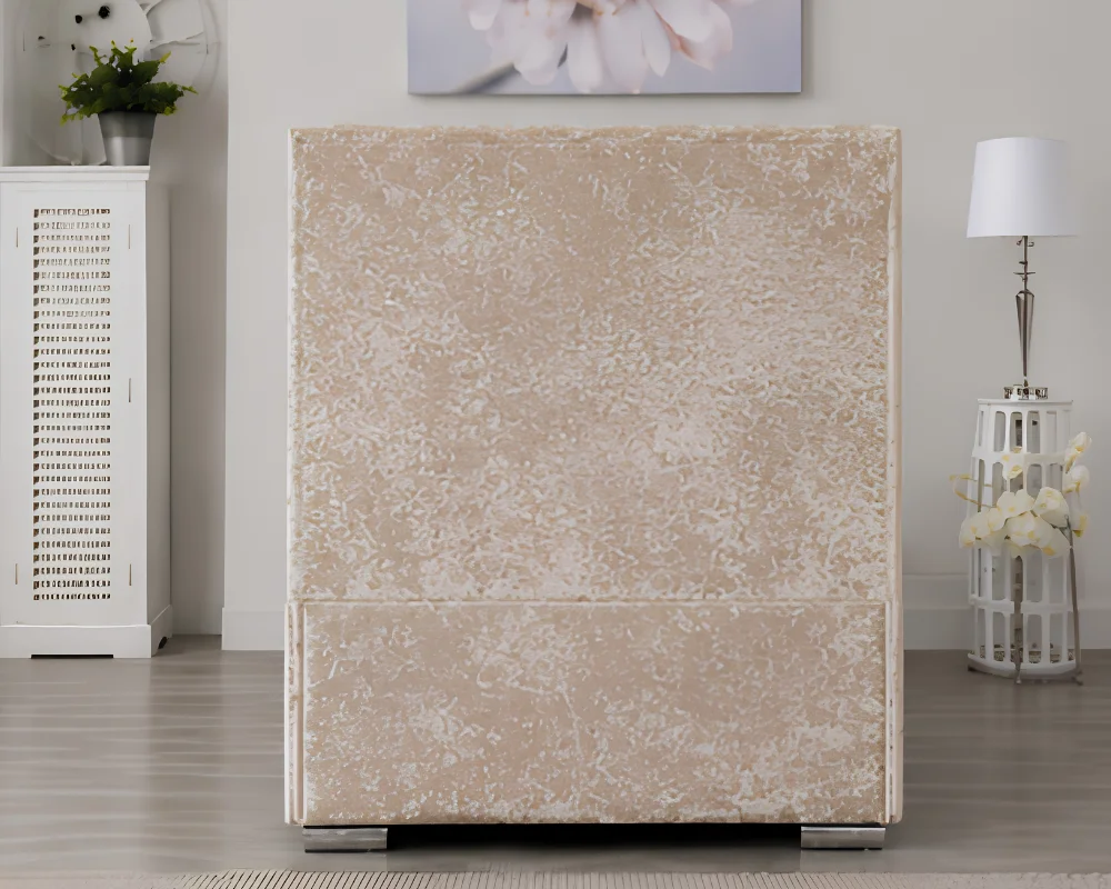 Luxury Soft Beige Florida Single Bed with Mattress -Crystal Button 3ft Bed - Image 3