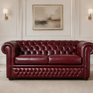 Elegant Chesterfield Upholstered Two-Seater Couch - Modern Chesterfield 2-Seater Leather Sofa
