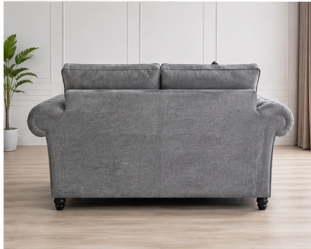 Luxury Grey 2 Seater Sofa – Classic Chesterfield Fabric Lounge Sofa - Image 3