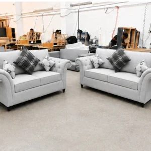 LLuxury White 3+2 Seater Sofa Set – Classic Chesterfield Style with Cushions