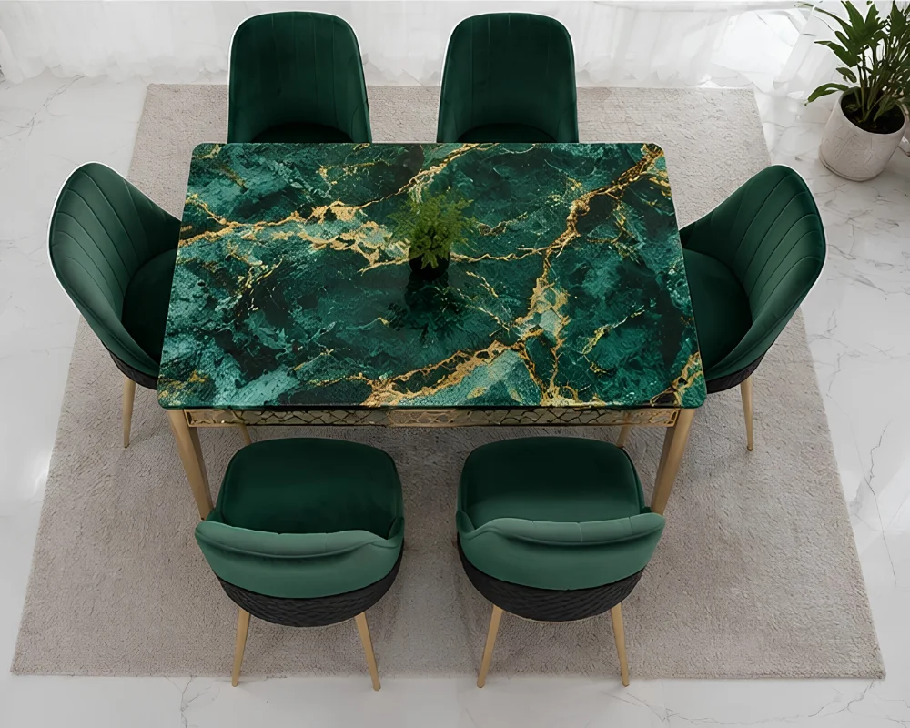 Modern Dining Table with 6 Chairs Set – Stylish Dining Furniture for Family Gatherings and Everyday Meals - Image 3
