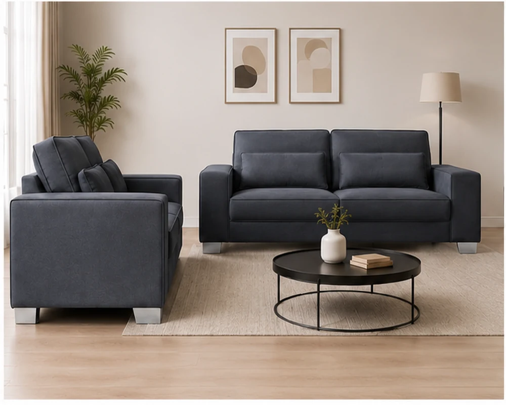 Luxury Dark Grey Sofa Set – Modern 2+3 Seater Living Room Furniture - Image 2